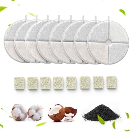 Cat Water Fountain Filter,8 Pack FS30PRO Cat Fountain Filter Replacement, 8 PCS Filters & 8 PCS Sponge Set for Stainless Steel Cat Dispenser by APDAPETDOLA
