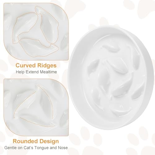 Anti-Bloat Ceramic Slow Feeder Bowl - Fish Pool Design Interactive Puzzle Feeder for Cats & Small Dogs, Food-Safe Porcelain Healthy Eating Dish (Green) - Image 6