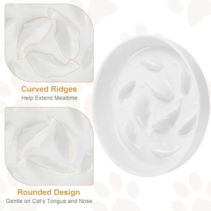 Anti-Bloat Ceramic Slow Feeder Bowl - Fish Pool Design Interactive Puzzle Feeder for Cats & Small Dogs, Food-Safe Porcelain Healthy Eating Dish (Green) - Image 6