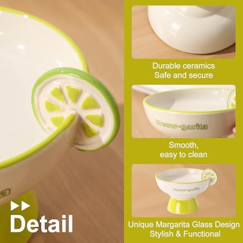 Elevated Cat Bowls Whisker Friendly. Ceramic Raised Whisker Fatigue Cat Bowl for Indoor Cats Protect The Spine and Prevent Vomiting. KGCCIZI - Image 3