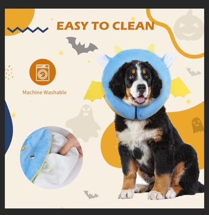 IEUUMLER Inflatable Recovery Dog Collar, Protective Donut Cone, Adjustable Soft Collar for Dog and Cat After Surgery Prevent from Biting & Scratching EU002 - Vampire M+ - Image 7
