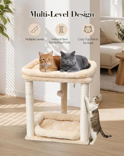 SYANDLVY Small Modern Cat Tree with 2 Levels Perch Platforms for Kittens - Image 6