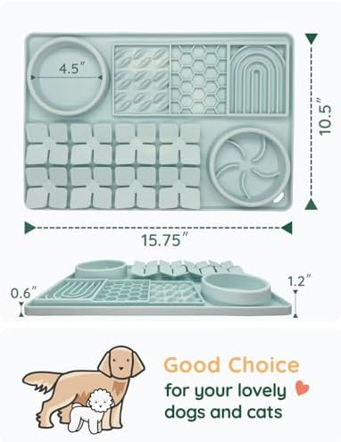 Slow Feeder Bowl, Silicone Lick Mat with Suction Cups for Dog Cat, Snuffle Mat for Pet Smell Training, Puzzle Toys for Bored Puppy,Interactive Sniff Mat for Slow Eating & Keep Busy, Mint Green - Image 2