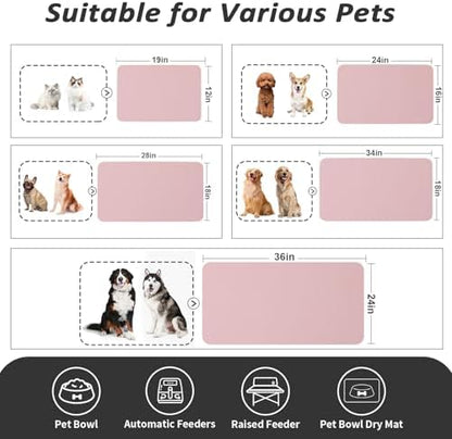 HotLive Dog Food Mat - Absorbent Cat Mat for Food and Water, No Stains Pet Feeding Bowl Mat, Easy to Clean Pet Placemats, Quick Dry Dog Water Dispenser Mat for Messy Drinkers | Pink 12"x 19" - Image 4