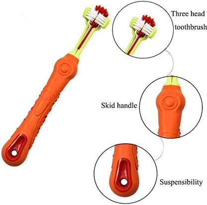 Orgrimmar 4 Pcs 3-Sided Pet Toothbrush Dog Cat Mouth Dental Teeth Care - Image 3