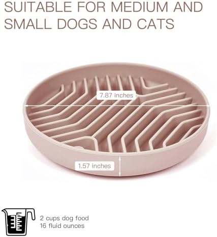 Silicone Slow Feeder Dog Bowls, Puzzle Design with Suction Cups (Pink) - Image 5