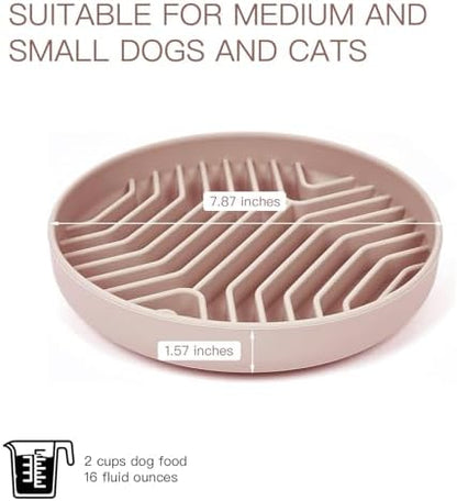 Silicone Slow Feeder Dog Bowls, Puzzle Design with Suction Cups (Pink) - Image 5
