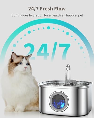 Stainless Steel Cat Water Fountain - 3.2L/108oz Cat Drinking Fountain - Image 7