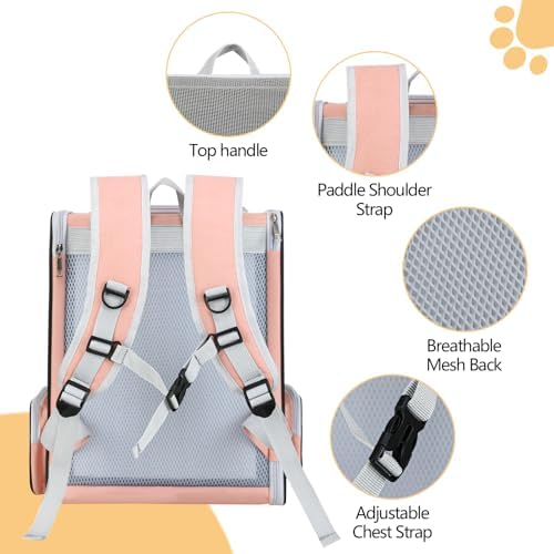 Cat Backpack Carrier Large Pet Backpack for Small Dog Medium Cat Puppy Kitten Bunny up to 15lbs, Ventilated Mesh Dog Collapsible Travel Backpack for Hiking Walking Outdoor - Image 4