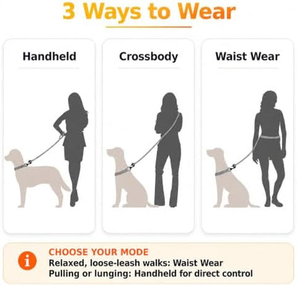 Hands Free Dog Leash, Double Handle Leash 6.5FT Yellow-Orange - Image 2