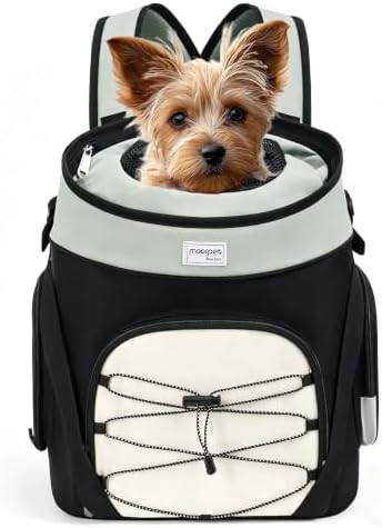 Pet Dog Carrier Backpack Small Dog Medium Cats Front Backpack with Storage Pockets,Adjustable Straps,Ventilated for Hiking Camping Travel,Max 14 lbs (Light Green) by NALIYOUHU