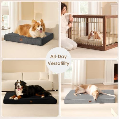 EHEYCIGA Medium Memory Foam Dog Crate Bed Washable, 30x20Inch, Grey - Image 7