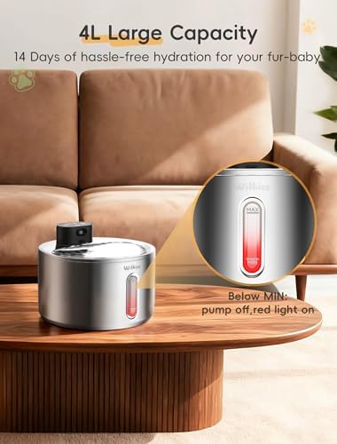 Stainless Steel Cat Water Fountain, Cordless Fountain for Cat & Dogs Indoor - Image 3