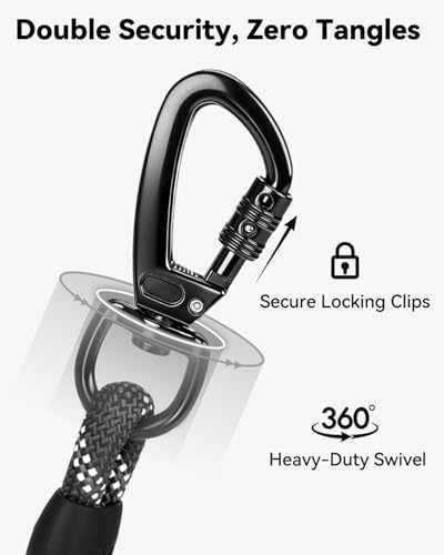 Joytale Long Dog Leash for Yard Tie Out & Recall Training, Black, 65FT - Image 5