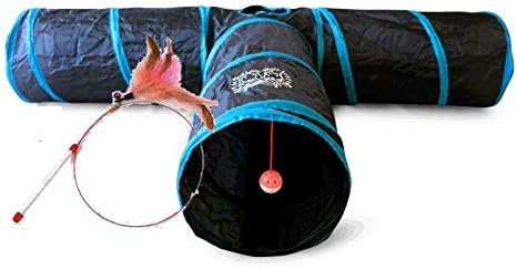 Feline Ruff Premium 3 Way Cat Tunnel. Extra Large 12 Inch Diameter and Extra Long. A Big Collapsible Play Toy. Wide Pet Tunnel Tube for Other Pets Too! by Feline+Ruff