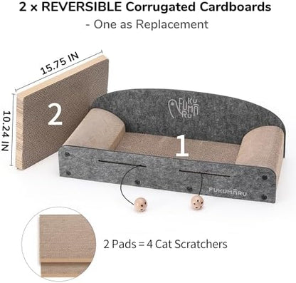 FUKUMARU Large Cat Scratcher Bed, 26 Inch Cat Scratching Bed Sofa Indoor - Image 4