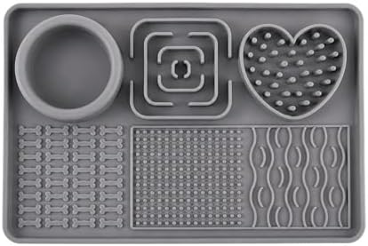 6-Zone Dog Lick Mat & Slow Feeder – Silicone Enrichment Feeding Mat for Dogs & Cats – Anxiety Relief, Slows Eating, Suction Cup, Dishwasher Safe – BPA Free Pet Feeding Mat (Grey) by Unknown