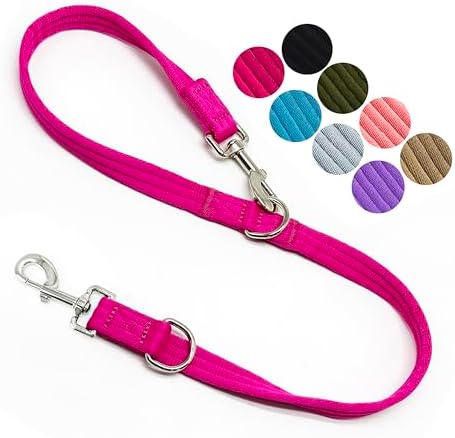 Double Ended Dog Leash,for Obedience Training Easy to Use,Lightweight,Soft for Large and Medium Dogs (Fuchsia, 1M*2.5CM) by MoTaity