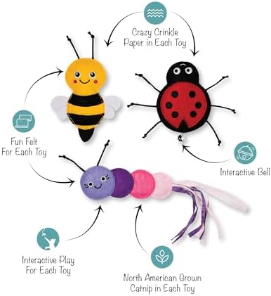 Fringe Studio Living THE Bug Life, Small Plush Cat Toy, 3PCS Set, PetShop Collection (904041) - Image 2