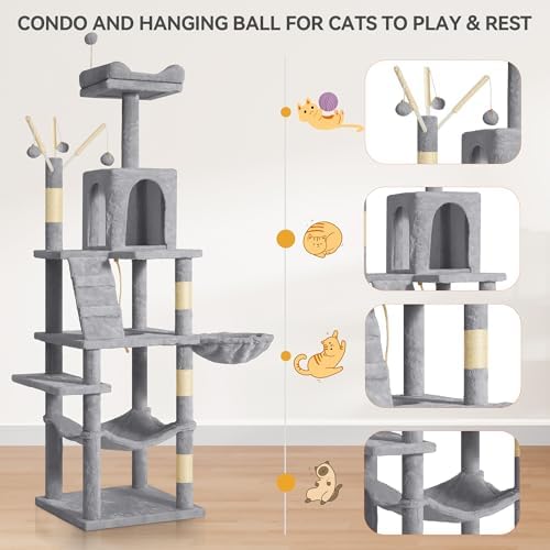 YITAHOME 64.5" Cat Tree, Multi-Level Cat Tower - Image 6