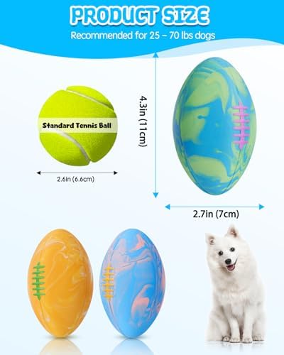 SCHITEC Dog Squeaky Ball Toys, Interactive Pet Balls for Fetch Play, Latex Rubber Football Toy for Medium Large Breed Dogs - Image 5
