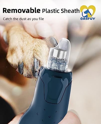 Casfuy Dog Nail Grinder Quiet - (45db) 6-Speed Pet Nail Grinder with 2 LED Lights for Large Medium Small Puppy Dogs/Cats, Professional 3 Ports Rechargeable Electric Dog Nail Trimmer with Dust Cap - Image 6