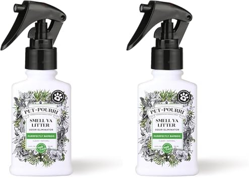Pet-Pourri Smell Ya Litter Cat Litter Deodorizer Spray, Purrfectly Bamboo 3.4 Fl Oz, Up to 170 Uses,Pet Odor Remover Essential Oils Air,Carpet,Urine,Vet Recommended, Bergamot Bamboo Scent,(Pack of 2) by %7EPourri