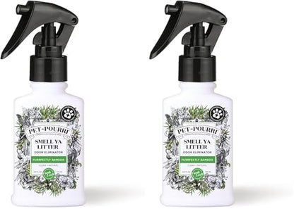 Pet-Pourri Smell Ya Litter Cat Litter Deodorizer Spray, Purrfectly Bamboo 3.4 Fl Oz, Up to 170 Uses,Pet Odor Remover Essential Oils Air,Carpet,Urine,Vet Recommended, Bergamot Bamboo Scent,(Pack of 2) by %7EPourri