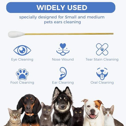 GOLD HONEY 6 Inch Large Cotton Swabs, Dog Ear Swabs with Bamboo Handle - Image 5