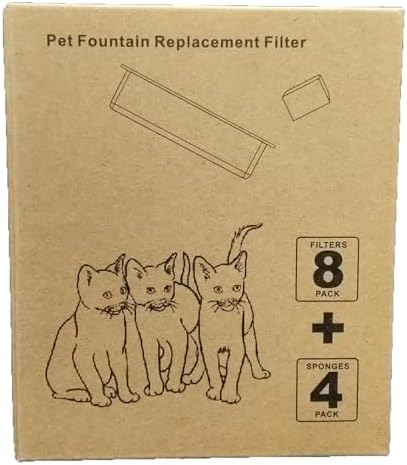 Cat Water Fountain Filters for JLVDXN 4L/135oz Pet Water Fountain - Set of Pet Fountains Filter - Including 8 Pieces Filters + 4 Pieces Sponges - Image 5