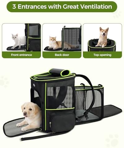 BAGLHER Expandable Cat Carrier Backpacks, Retractable Pet Carrier Backpack for Small Dogs & Cats with Breathable Mesh, Travel Bag Up to 18 Lbs for Hiking Camping Outdoor - Black - Image 4