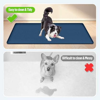 Pee Pad Holder for Dogs 51''x25.6'' Silicone Puppy Pee Pad Tray, Blue - Image 3