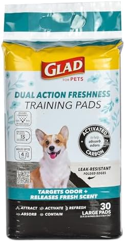 Glad for Pets Activated Carbon Puppy Training Pads, 23 x 23 in, 30 Ct by GladTrashFoodStorage