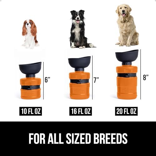 GORILLA GRIP Portable Dog Water Bottle, Food Grade Silicone, 12oz Orange - Image 6