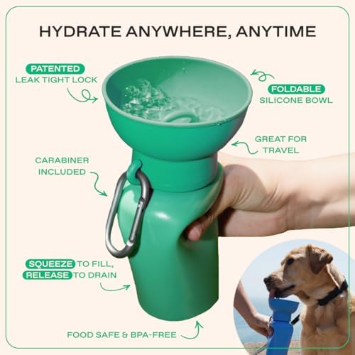 Springer Flip Dog Water Bottle | Portable Drinking Feeder with Foldable Food-Grade Silicone Bowl | One-Hand Squeeze & Leak-Proof | Walking, Hiking & Camping | Puppy Essentials - Image 4