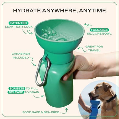 Springer Flip Dog Water Bottle | Portable Drinking Feeder with Foldable Food-Grade Silicone Bowl | One-Hand Squeeze & Leak-Proof | Walking, Hiking & Camping | Puppy Essentials - Image 4