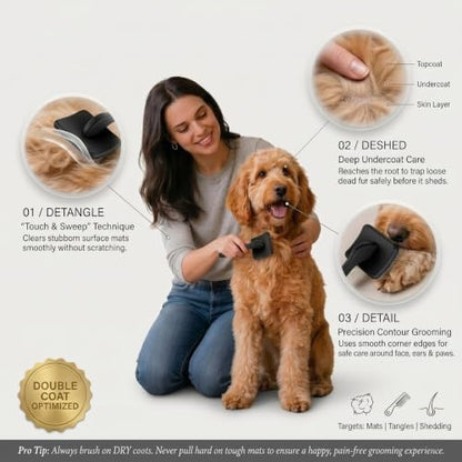 Slicker Brush for Dogs Grooming Kit with Cleaning Rake Tool 4PCS - Image 4