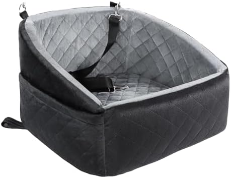 Elevated Dog Booster Car Seat for Medium/Small Dogs, up to 30 lbs, 7 in Memory Foam Cushion, with Waterproof Layer, Fully Detachable and Washable, Anti-Slip Base (Black/Grey) by Unknown
