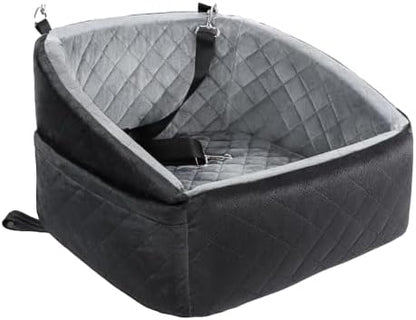 Elevated Dog Booster Car Seat for Medium/Small Dogs, up to 30 lbs, 7 in Memory Foam Cushion, with Waterproof Layer, Fully Detachable and Washable, Anti-Slip Base (Black/Grey) by Unknown