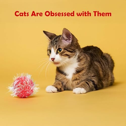 30 Pieces 1.2 inches Sparkle Pom Pom Balls for Cat - Interactive Glitter Balls, Multicolor, Best as Kitten Play Toys - Image 5