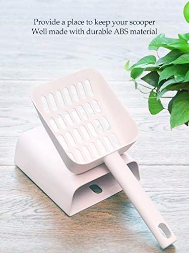 Cat Litter Scooper with Caddy, Cat Scooper for Litter Box with Holder Stand, Durable, Neat and Convenient - Matte White - Image 2