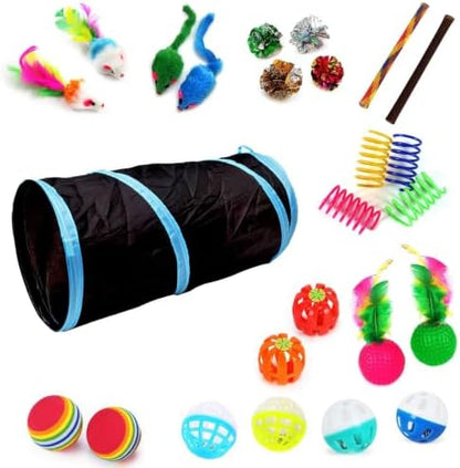 iCAGY 25 Pcs Cat Toys Set, Cat Tunnel Toy for Indoor Cats, Kittens by iCAGY