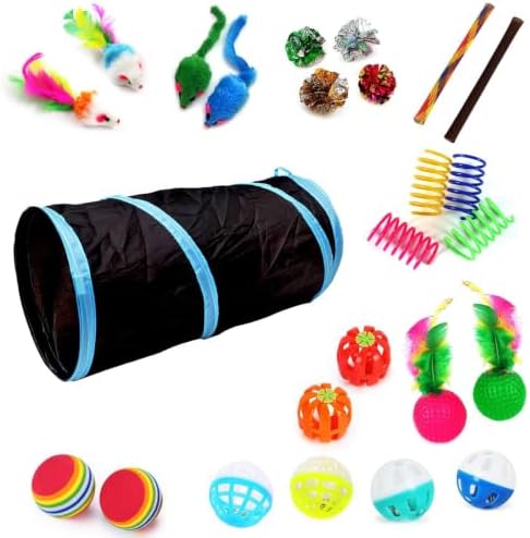 iCAGY 25 Pcs Cat Toys Set, Cat Tunnel Toy for Indoor Cats, Kittens by iCAGY