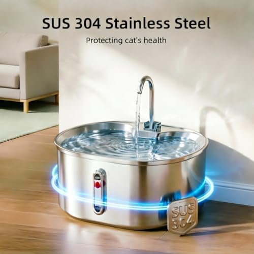 Stainless Steel Cat Water Fountain, 3.2L/108oz Automatic Pet Fountain Dog Water Dispenser,Ultra-Quiet Pump and 5 Replacement Filters,Gifts for Cats, Dogs,Multiple Pets - Image 3