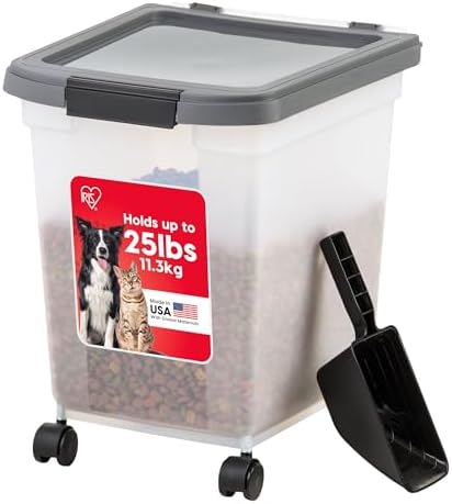IRIS USA Dog Food Storage Container, Up to 25 lbs, White, Made in USA by IRISUSA