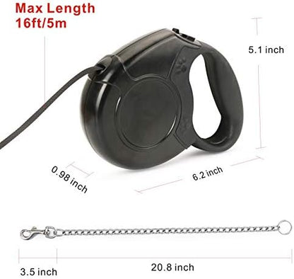 Idepet Heavy Duty Retractable Dog Leash for Small and Medium Dogs, Anti-Chewing Steel Chain 360 Degree Tangle-Free,Break and Lock System,16ft Leash for Dog Walking (Black, Flat Rope) - Image 4