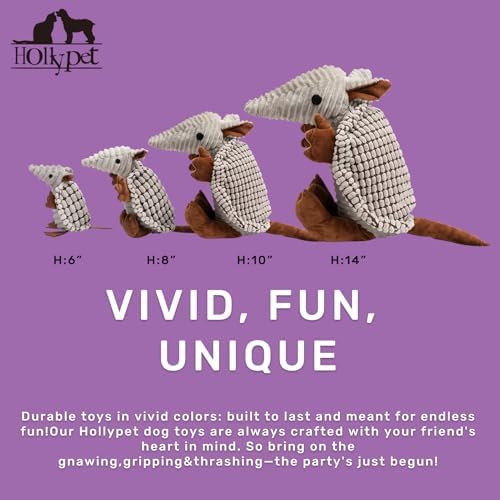 Hollypet Armadillo Squeaky Dog Toys for Medium Large Dogs, 14" - Image 2