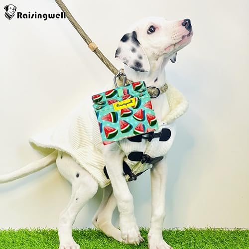 Dog Treat Pouch,Cotton Pocket Sized Training Holder, Hand Free Walking Funny Bag with Carabiner, Self-Closing Pet Feed Snack Reward, Behavior Aids for Puppy Travel or Outdoor Use（Watermelon） - Image 6