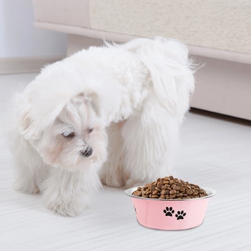 Stainless Steel Dog Bowls, Nonslip Rubber Bottom No Spill Proof Skid Metal Insulated Dog Bowls for Large Medium Small Breed Dogs (Pink, 3.6 Cups/29 OZ) - Image 5