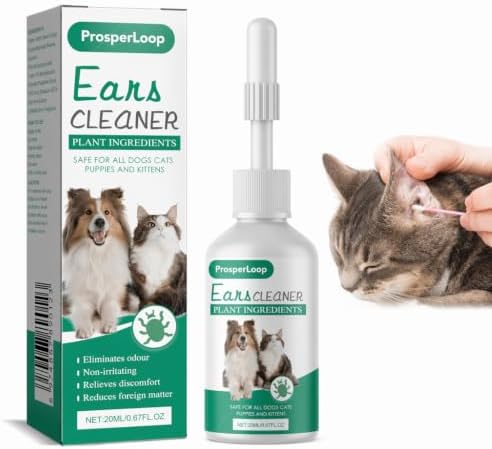 Dog Ear Cleaner - Pet Ear Wash, Natural Ear Drops for Dogs, Ear Flush For Dogs, Gentle Relief for Itching, Irritation, Wax Build-Up & ,Safe Ear Cleaning Solution for All Breeds & Ages, 0.7 Fl Oz by Unknown